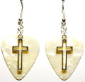 Handmade Guitar Pick Earrings | Open Cross