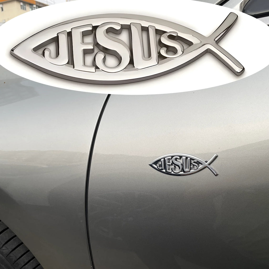 Metal Jesus Fish Stickers Applicable to Car Trunk, Fender and Rear