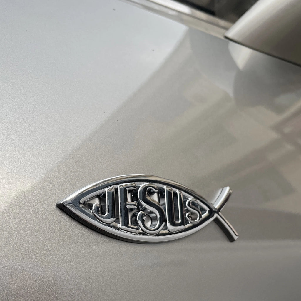 Metal Jesus Fish Stickers Applicable to Car Trunk, Fender and Rear