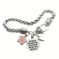 Flower Heart Bible Verse Charm Bracelet Antique Silver Plated Twisted