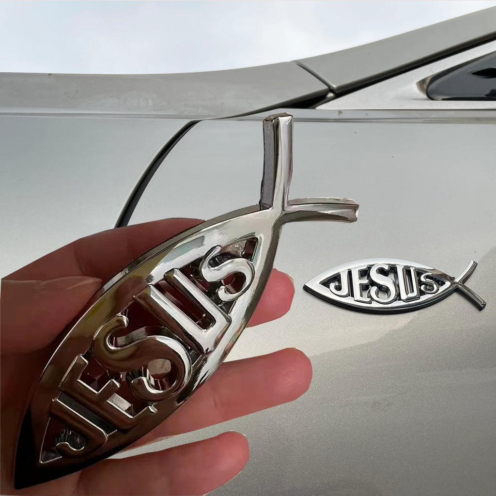 Metal Jesus Fish Stickers Applicable to Car Trunk, Fender and Rear