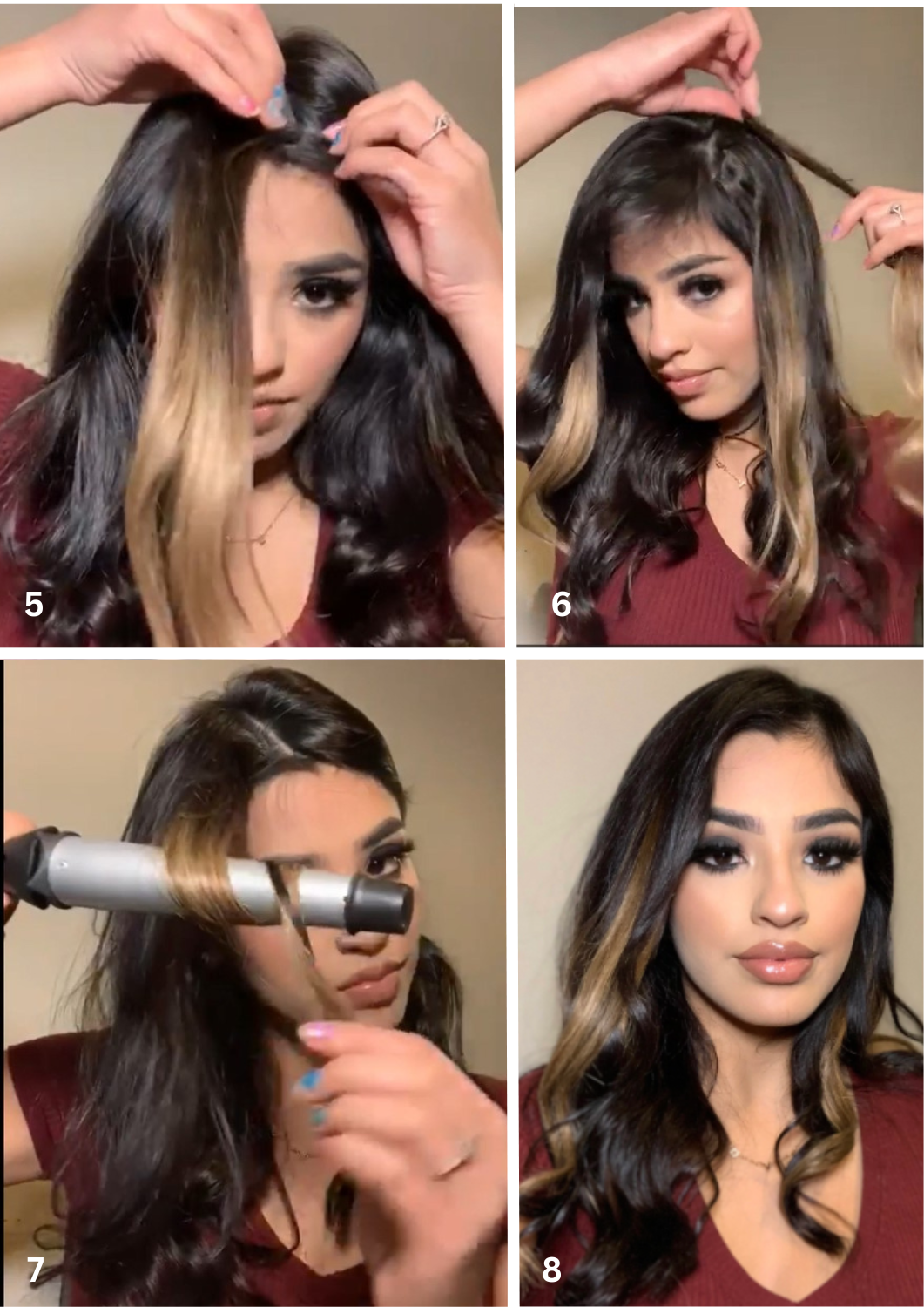 CARAMEL BROWN HIGHLIGHTS REMY HAIR EXTENSIONS 4 PCS