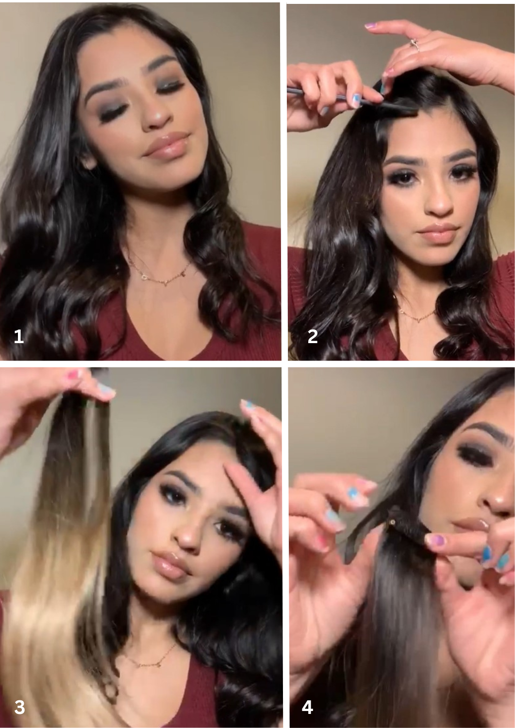 Caramel Brunette Ombre Highlights Set of 4
