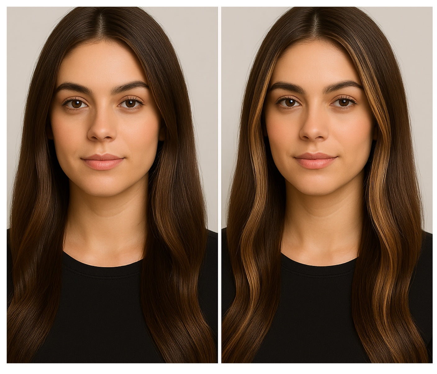 CARAMEL BROWN HIGHLIGHTS REMY HAIR EXTENSIONS 4 PCS